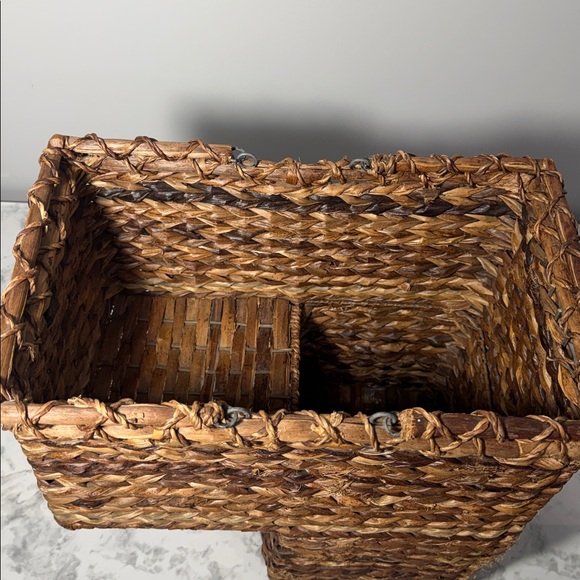 Woven Stair Step Basket Organizer with Handles - Picture 4 of 10